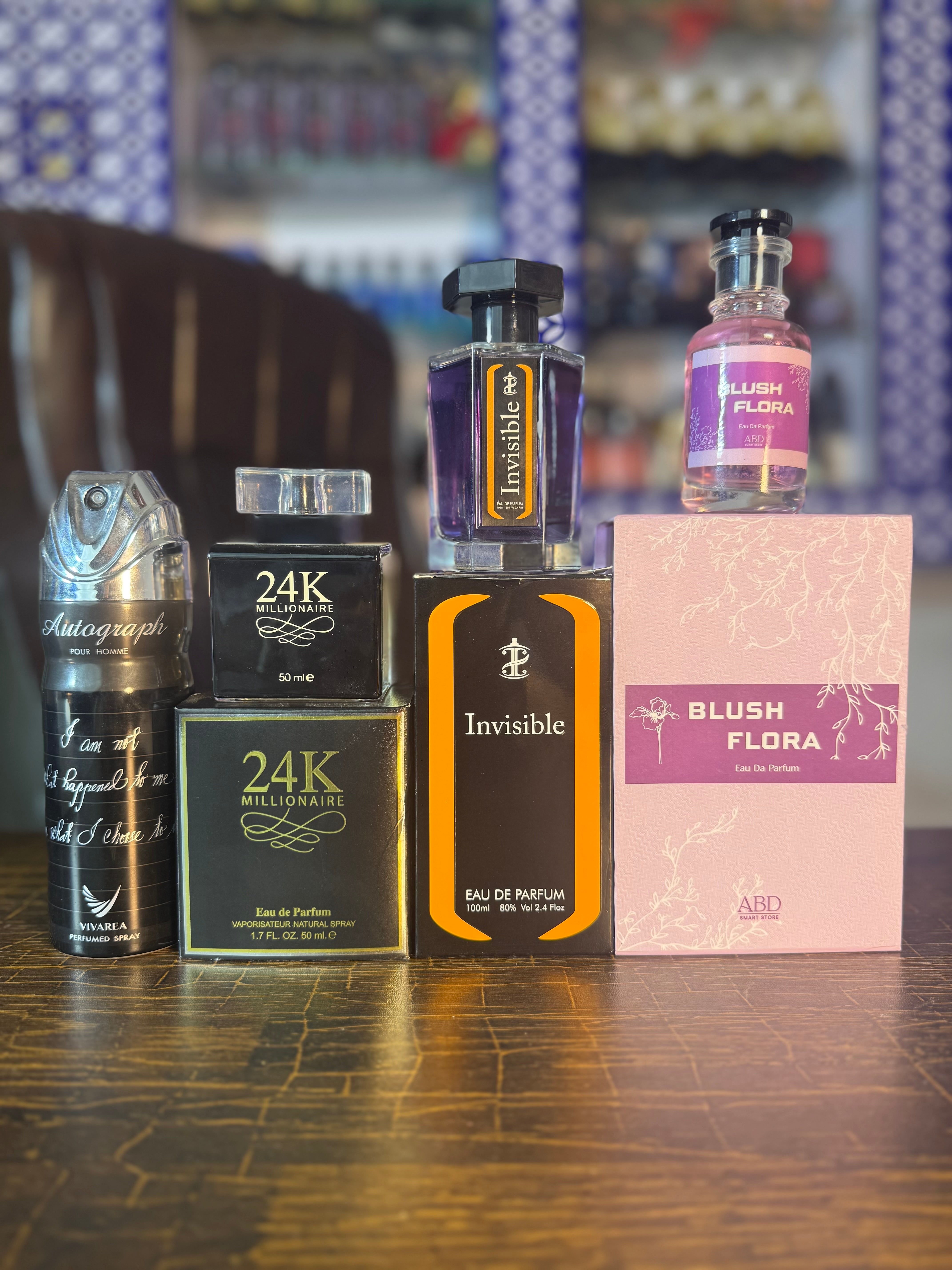 4 perfumes deal ( blush flora + invisible + 24k + bodyspray)
