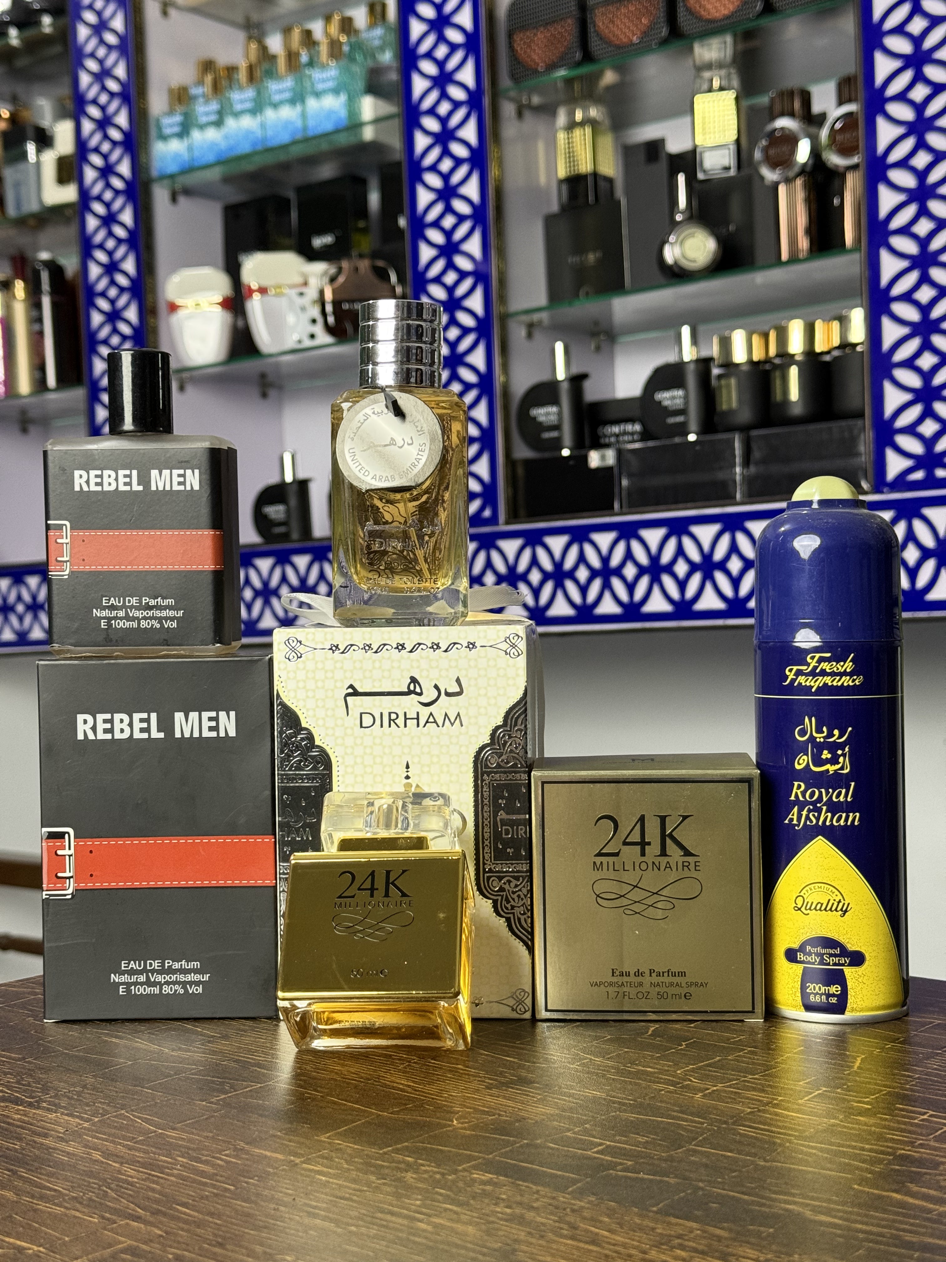 Deal of 4 ( dirham+rebelmen+24k+body spray)